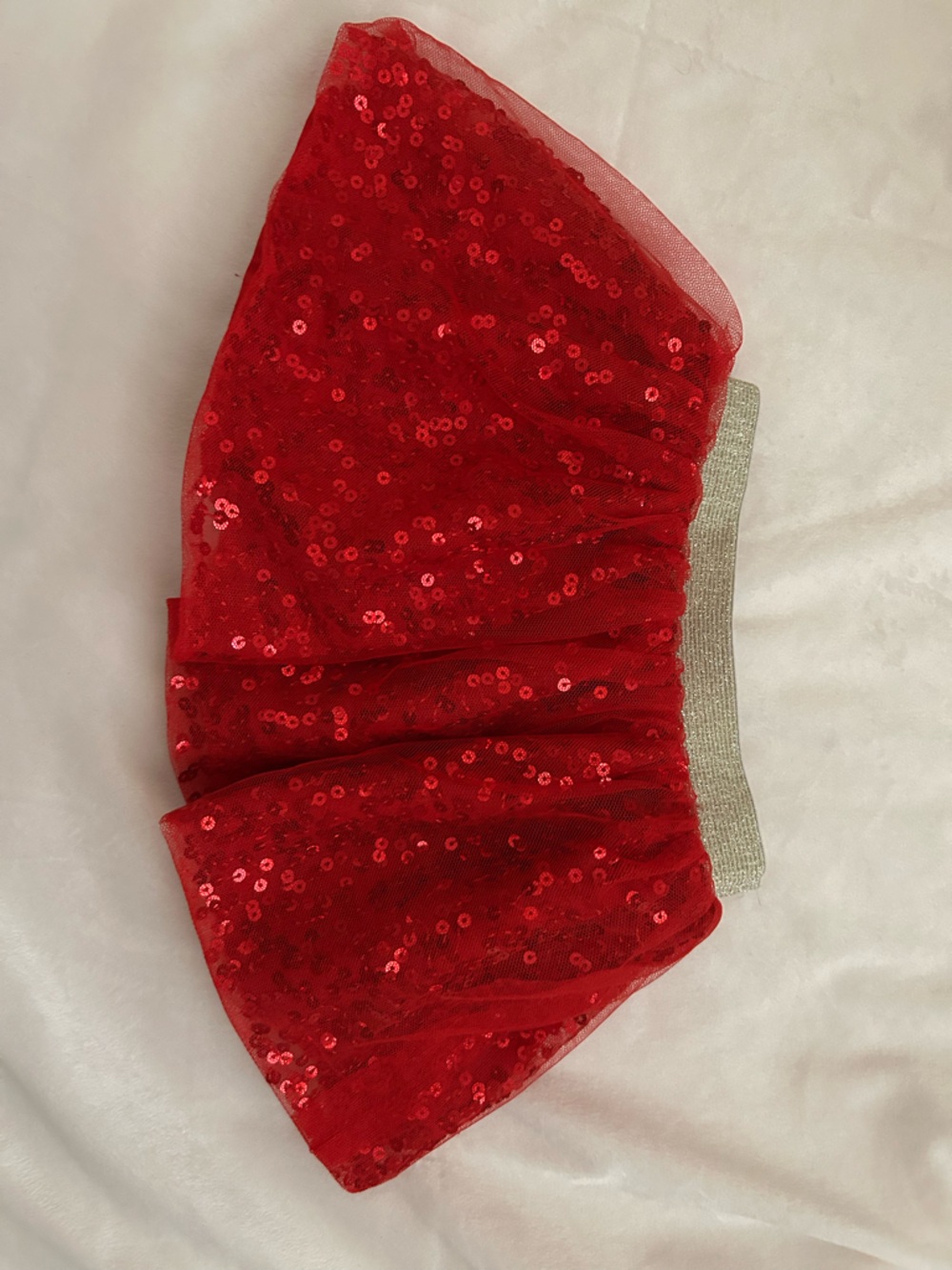 Cat & Jack Red Sequin Tulle Skirt with Gold Waistband